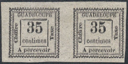 Sc.J11a, 1884 35c. Black On Gray, Pair With DOUBLE IMPRESSION Variety, Excellent Quality, Very Rare! - Postage Due