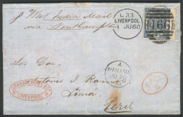 Entire Letter Sent From Liverpool To Lima On 1/JUN/1868 Franked With Sc.55 With Duplex Cancel "466", Panamá... - Autres & Non Classés