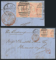 Entire Letter Sent From Liverpool To Buenos Aires (via Bordeaux) On 22/AU/1866, Franked With Pair Sc.43a (plate 7),... - Andere & Zonder Classificatie