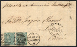 Entire Letter Sent From Liverpool To Lima On 16/MAY/1866 Franked With Pair Sc.48 And Duplex Cancel "466",... - Sonstige & Ohne Zuordnung