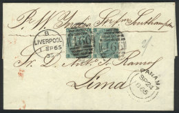 Entire Letter Sent From Liverpool To Lima On 1/SE/1865 Franked With Pair Sc.48 And Duplex Cancel "466",... - Andere & Zonder Classificatie