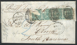 Entire Letter Sent From Liverpool To Lima On 16/FE/1865 Franked With Strip Of 4 Of Sc.48 (2 Stamps Torn) With... - Other & Unclassified