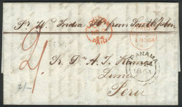 Entire Letter Sent From Liverpool To Lima On 1/NO/1864, With Manuscrip "2/" Due Mark, "PAID LIVERPOOL" In Red,... - Sonstige & Ohne Zuordnung