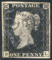 Sc.1, 1840 1p. Black, The World's First Postage Stamp, Used, Fine Quality, Catalog Value US$320. - Autres & Non Classés