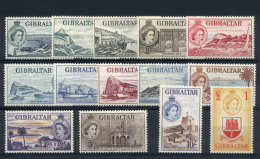 Yvert 130/143, 1953 Views Of The Territory, Compl. Set Of 14 Values, Superb, Catalog Value Euros 250. - Gibraltar