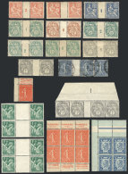 Lot Of Stamps With Gutters + Some With Advertising Coupons + 1 Block Of 4 With Labels, Many MNH, Others With Light... - Andere & Zonder Classificatie