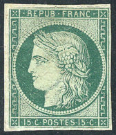 Yvert 2, 1850 15c. Green, Defective And Repaired (paper Repair, Replaquage), Very Fine Appearance, Good Opportunity... - Otros & Sin Clasificación