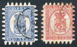 Yv.8 And 9, 1866/70 20p. Blue And 40p. Rose, With Complete Perforation, VF Quality, Catalog Value Euros 180. - Other & Unclassified