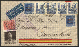 Airmail Cover Sent From Sevilla To Argentina On 2/JUN/1939 With Good Postage Of 6.30Pts., VF Quality! - Autres & Non Classés