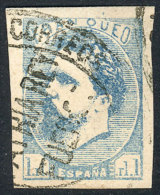 Yvert 1, 1873 Carlos 1R. Light Blue, Wide Margins, Used, VF Quality, Catalog Value Euros 475. - Other & Unclassified