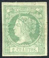 Yv.47 (Sc.49), 1860/1 2c. Green On Greenish Paper, Mint With Part Original Gum (with Adherences On Back, Old Hinge... - Sonstige & Ohne Zuordnung
