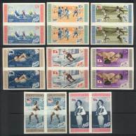 Yvert 504/8 + A.129/31, 1958 Melbourne Olympic Games, Compl. Set Of 8 Values In IMPERFORATE PAIRS, Very Fine... - Dominikanische Rep.