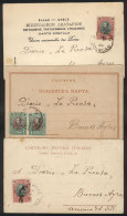 3 PCs Sent In 1906 From BOURCAS To Argentina Franked With 10s. (Sc.60 In Pair Or Sc.73), Fine To VF Quality, RARE... - Andere & Zonder Classificatie