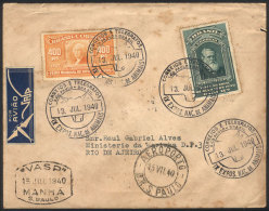 Airmail Cover Sent Via VASP From Sao Paulo To Rio On 13/JUL/1940, Very Nice! - Other & Unclassified