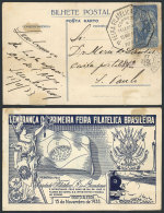 Postcard Commemorating The "First Brazilian Philatelic Fair", Franked By RHM.C-60 Alone Cancelled With A Special... - Andere & Zonder Classificatie