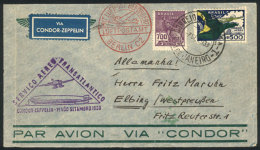 7/SE/1933 Rio De Janeiro - Germany, Via ZEPPELIN: Cover With Violet Triangular Cachet, And Friedrichshafen Arrival... - Other & Unclassified