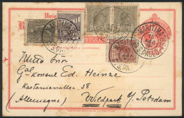 100Rs. Postal Card + 105Rs. In Postage Stamps, Sent From Sao Paulo To Germany On 15/AP/1924, Very Nice! - Otros & Sin Clasificación