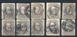 Sc.77, 1878/9 1000R. Lilac Gray, 10 Used Examples, All With DIFFERENT CANCELS, VF Quality, Catalog Value US$475. - Other & Unclassified