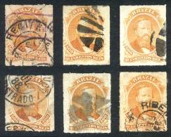 Sc.67, 1876/7 500R. Orange, 6 Used Examples Of VF Quality And With Interesting Cancellations, Catalog Value US$300. - Other & Unclassified