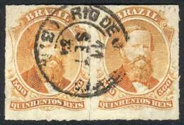 Sc.67, 1876/7 500R. Rouletted, PAIR Used In Rio De Janeiro, One With Minor Defect, Excellent Appeal! - Andere & Zonder Classificatie