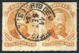 Sc.67, 1876/7 500R. Rouletted, PAIR Used In Rio De Janeiro, One With Minor Defect, Excellent Appeal! - Autres & Non Classés