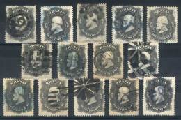 Sc.59, 1866 200R. Black, 14 Used Examples, All With DIFFERENT CANCELS, Some Very Scarce! VF Quality - Other & Unclassified