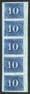 Sc.37, 1854 10R. Blue, Vertical Strip Of 5, Very Fine Quality, Very Nice! - Andere & Zonder Classificatie