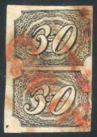 Sc.8, 1844/5 30R. Black, Vertical Pair Of Excellent Quality! - Autres & Non Classés