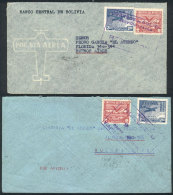 2 Airmail Covers Sent To Buenos Aires In 1945 With Nice Postages, Excellent Quality! - Bolivien