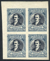 Yvert 89, 1910 Arze 20c., IMPERFORATE BLOCK OF 4, Sheet Corner, VF Quality! - Bolivië