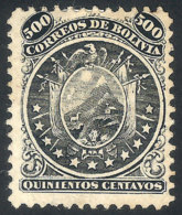 Sc.1869, Coat Of Arms With 11 Stars 500c. Black, Mint No Gum, Very Fine Quality, Rare. - Bolivien