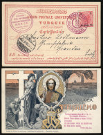 Spectacular Lithograph PC With Nice Religious Images, Franked With 20pa. Of The Austrian Postal Offices In The... - Autres & Non Classés