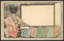 Postage Stamps And Telegraph Line, Beautiful Embossed PC (circa 1905), Excellent Quality! - Other & Unclassified