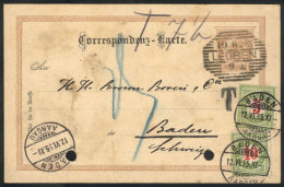 2Kr. Postal Card (with Filing Punch Holes) Sent From LEOBEN To Switzerland On 10/JUN/1895, With Swiss Postage Due... - Andere & Zonder Classificatie