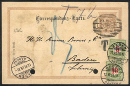 2Kr. Postal Card (with Filing Punch Holes) Sent From LEOBEN To Switzerland On 10/JUN/1895, With Swiss Postage Due... - Sonstige & Ohne Zuordnung