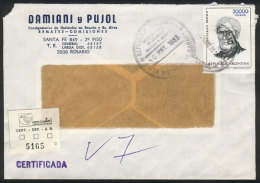 Registered Cover Sent From Rosario To Buenos Aires On 24/MAY/1983, Franked By GJ.1854 ALONE ($30,000 Brown), Rare! - Other & Unclassified