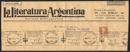 Wrapper For "La Literatura Argentina" Magazine, Posted From Buenos Aires To San Juan On 29/JUL/1935 Franked With... - Other & Unclassified