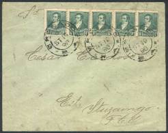 Cover Franked By GJ.139 Strip Of 5, Cancelled BRAGADO 19/SE/1896, With Arrival Backstamp Of Merlo, VF Quality! - Sonstige & Ohne Zuordnung