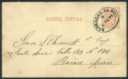 2c. Stationery Envelope Datelined Inside "Villa Pinero, Confiteria De Las Amigas", Cancelled "Barracas Al Sud... - Sonstige & Ohne Zuordnung