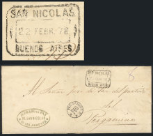 Official Folded Cover Sent To Pergamino On 22/FE/1878, With Rectangular Datestamp Of SAN NICOLÁS, And Round... - Other & Unclassified