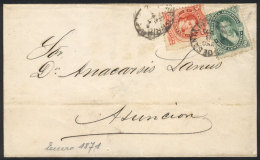 Folded Cover Sent From Rosario To ASUNCIÓN DEL PARAGUAY On 6/JA/1871, Franked With 15c. (GJ.38+39), VF... - Other & Unclassified