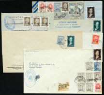 7 Covers Used In 1954/55, All With Postages With Stamps Of The EVA PERÓN Issue, One With Attractive Red... - Service