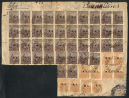 Large Part Of The Front Of A Registered Cover Sent From MARQUEZADO (San Juan) To Buenos Aires, With Spectacular... - Service