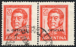 GJ.755a, With DOUBLE IMPRESSION OF THE STAMP, Used Pair, VF Quality, Catalog Value US$30. - Servizio