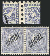 GJ.19, Little Envelope 12c. Blue, Pair, The Left Stamp With "7th Pearl Deformed" Variety, And Also Both Examples... - Dienstmarken