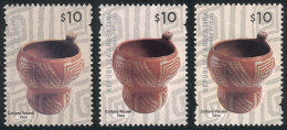 GJ.3708, 10P. With Accent, 3 Different Examples: With Security Mark (perforation) At Top And Paper Fluorescent On... - Otros & Sin Clasificación