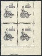 GJ.1441a, 1968 Disabled Persons (man On Wheelchair And Factory) With GREEN COLOR OMITTED Variety, MNH Block Of 4,... - Sonstige & Ohne Zuordnung
