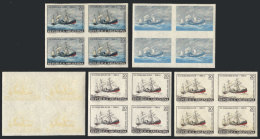 GJ.1424P, 1967 Military Navy School (school Ship Gral. Brown), IMPERFORATE BLOCK OF 4 + 4 Different Imperf Blocks... - Otros & Sin Clasificación