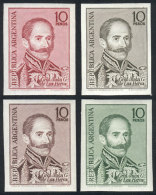 GJ.1401, 1966 General Las Heras, 4 Different TRIAL COLOR PROOFS Printed On Original Paper Of The Issue, Excellent... - Other & Unclassified
