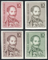 GJ.1401, 1966 General Las Heras, 4 Different TRIAL COLOR PROOFS Printed On Original Paper Of The Issue, Excellent... - Autres & Non Classés